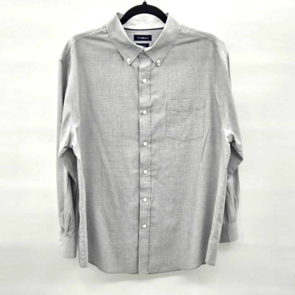 Croft &‎ Barrow Mens Large Gray Easy Care Long Sleeve Button Down Shirt L